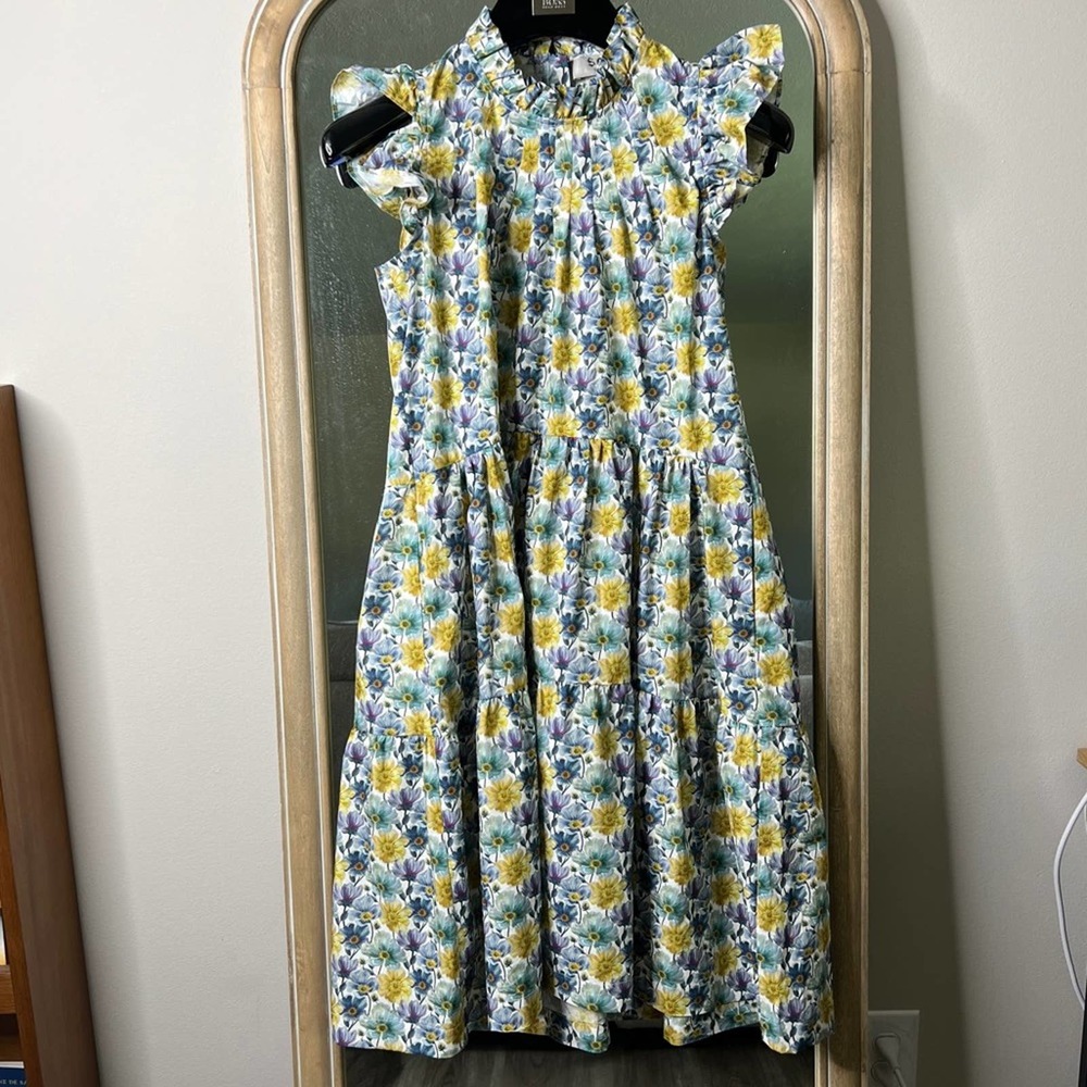 Sea New York Floral Ruffle Neck Mini Dress sz 0